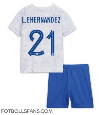 Frankrike Lucas Hernandez #21 Replika Bortatröja Barn VM 2022 Kortärmad (+ Korta byxor)